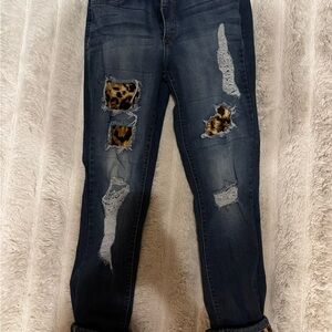 KanCan Dark Blue Distressed Boyfriend Jeans
